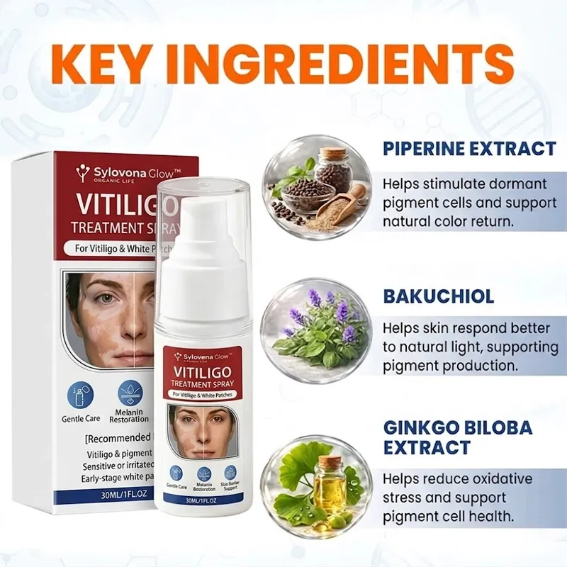 Sylovona Glow™ Vitiligo Treatment Spray topical skincare spray in compact bottle