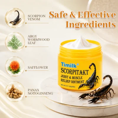 Timilk® ScorpiTakt Joint & Muscle Relief Ointment in a sealed jar