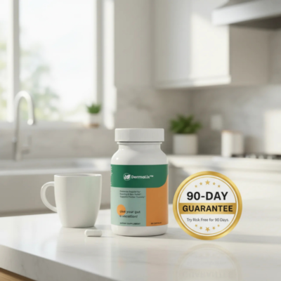 Dermalix Gut Health Digestive Supplement bottle with slim daily capsules