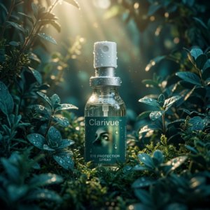 Clarivue Eye Protection Spray applied to clean skin around the eye area