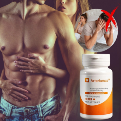 Arteriomax™ Food Supplement featuring garlic and hawthorn extracts for daily use