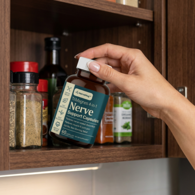 NerveMag™ Dietary Supplement featuring a triple magnesium complex and Botanical Nerve Support Blend