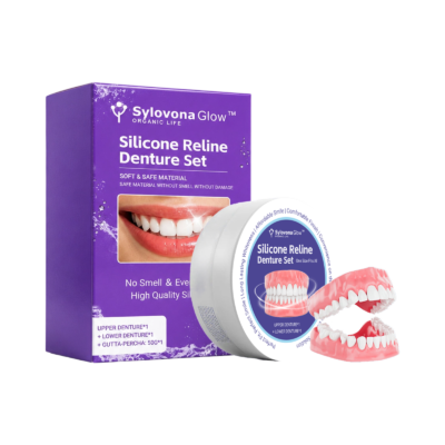 Sylovona Glow™ Silicone Reline Denture Set cosmetic silicone denture set with upper and lower pieces