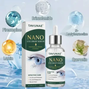 Tavunae Nano Eye Drop Serum in a compact dropper bottle