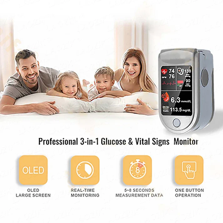 Tiworld™ Profesional 3in1 Glucose & Vital Signs Monitor compact battery-powered tracking device