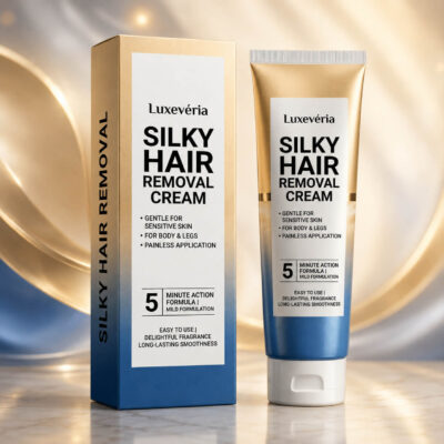 Luxevéria Silky Hair Removal Cream tube and carton
