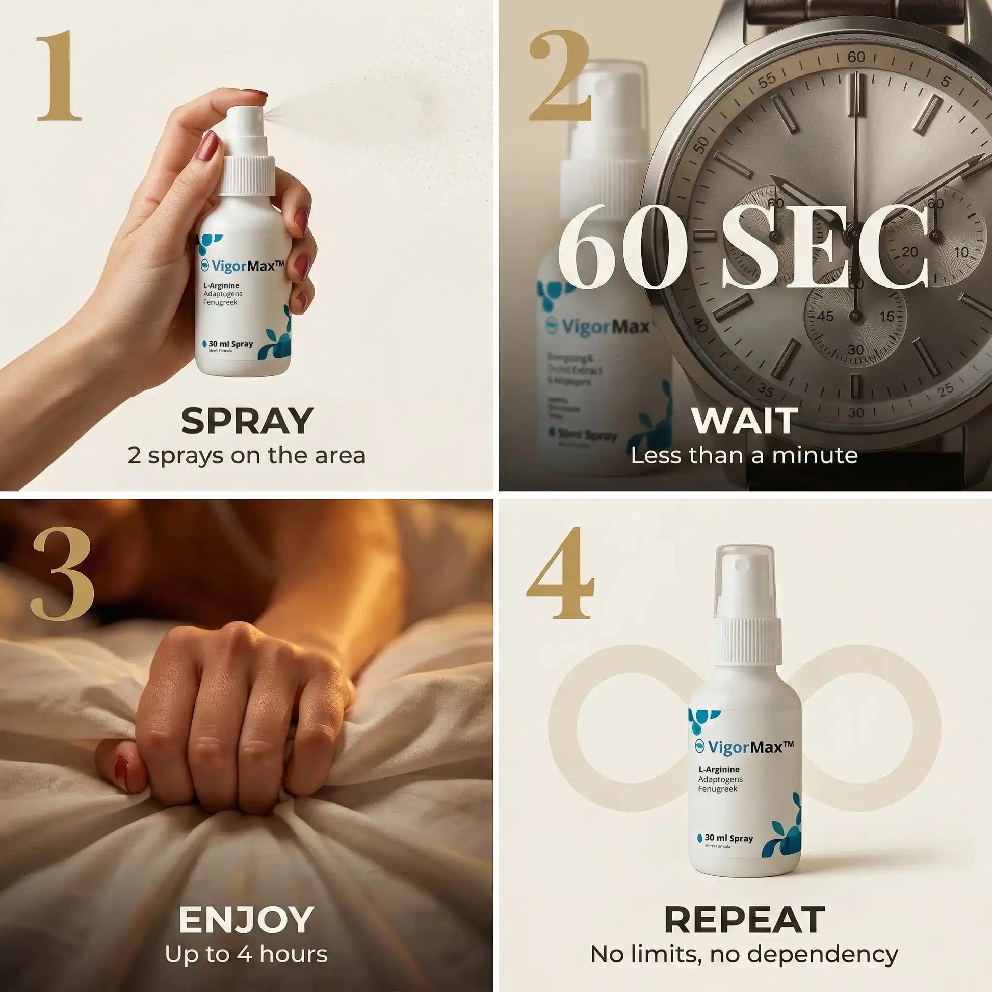 VigorMax™ Topical Spray used during a daily men’s personal care routine