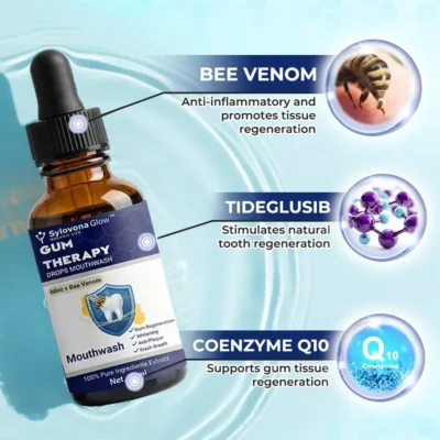Sylovona Glow™ Gum Therapy Drops Mouthwash with mint, bee venom, and botanical extracts