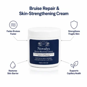 Novalys Bruise Recovery Cream in a 100g jar with outer carton