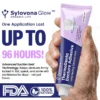 Sylovona Glow™ ThermoDenta Denture Adhesive applied to clean upper and lower dentures