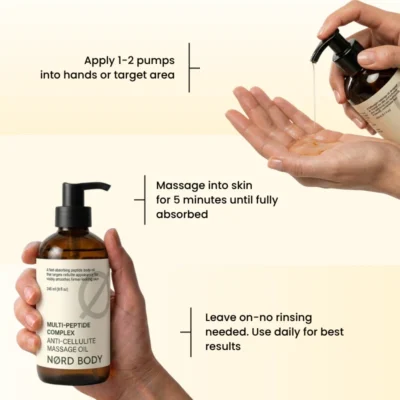 NØRD BODY Anti-Cellulite Massage Oil in 150ml and 240ml bottle sizes