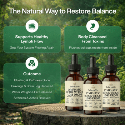 BalanceVie Lymphatic Detox Weight Loss Drops featuring Prickly Ash Bark, Stillingia Root, Cleavers, and Red Clover