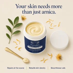 Novalys Bruise Recovery Cream applied during a daily body care routine