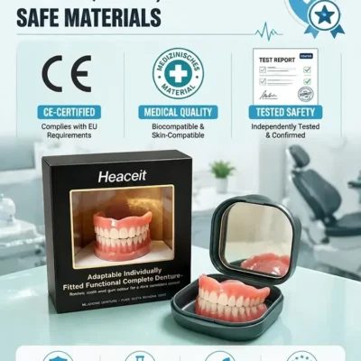 Heaceit Adaptable Individually Fitted Functional Complete Denture with snap-shut storage case
