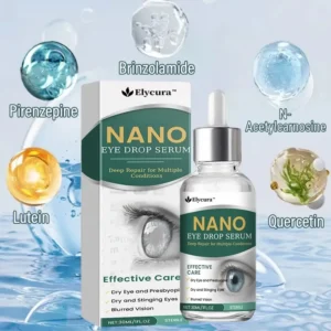Elycura™ NANO Eye Drop Serum featuring a lightweight sterile liquid formula