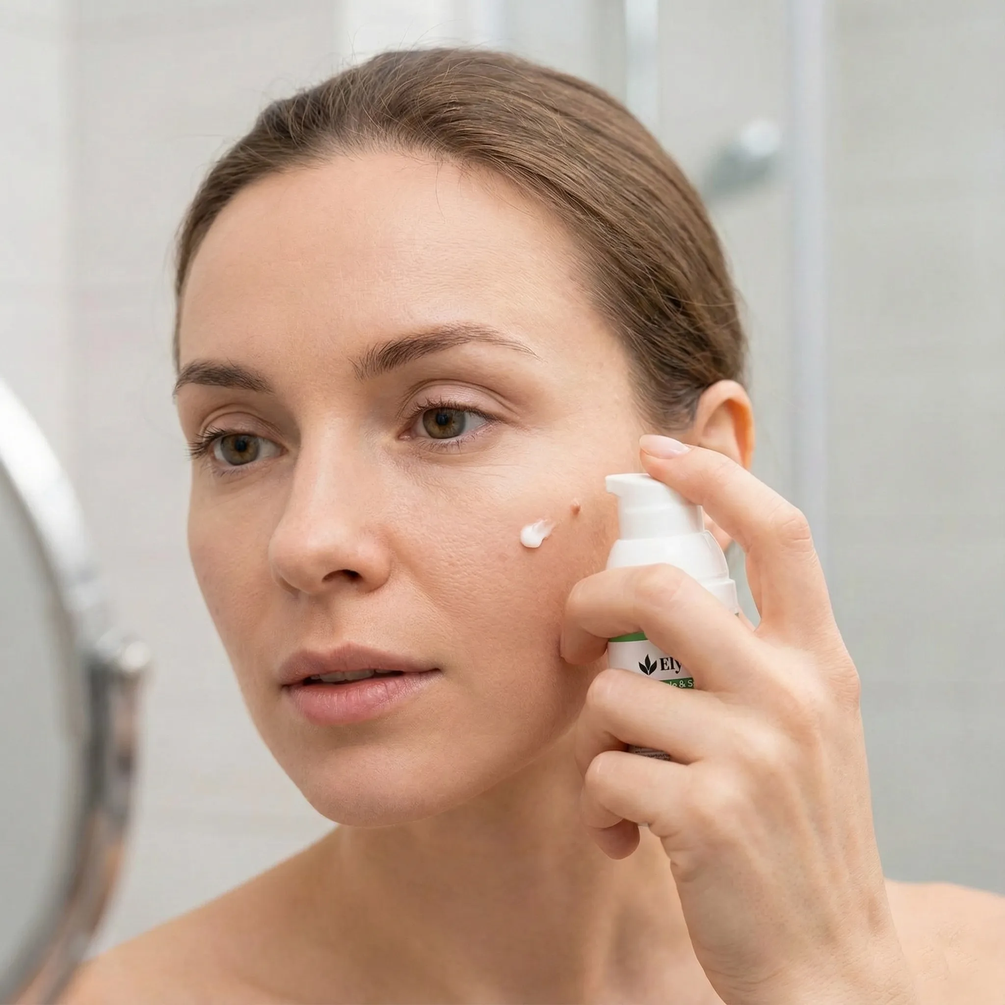 Elycura Instant Mole & Spot Cream botanical mole and spot cream in airless pump bottle