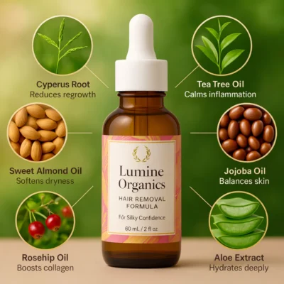 Lumine Organics Hair Removal Formula with Cyperus rotundus extract
