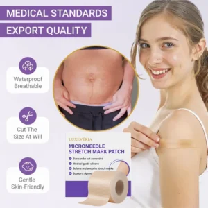 Luxevéria Microneedle Stretch Mark Patch with medical-grade silicone backing