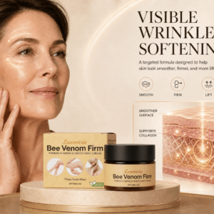 Luxevéria® Bee Venom Firm Firming & Wrinkle-Smoothing Cream in a compact 30ml jar