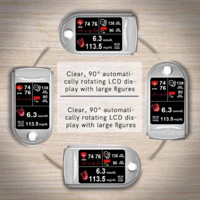 Tiworld™ Profesional 3in1 Glucose & Vital Signs Monitor portable fingertip wellness tracker