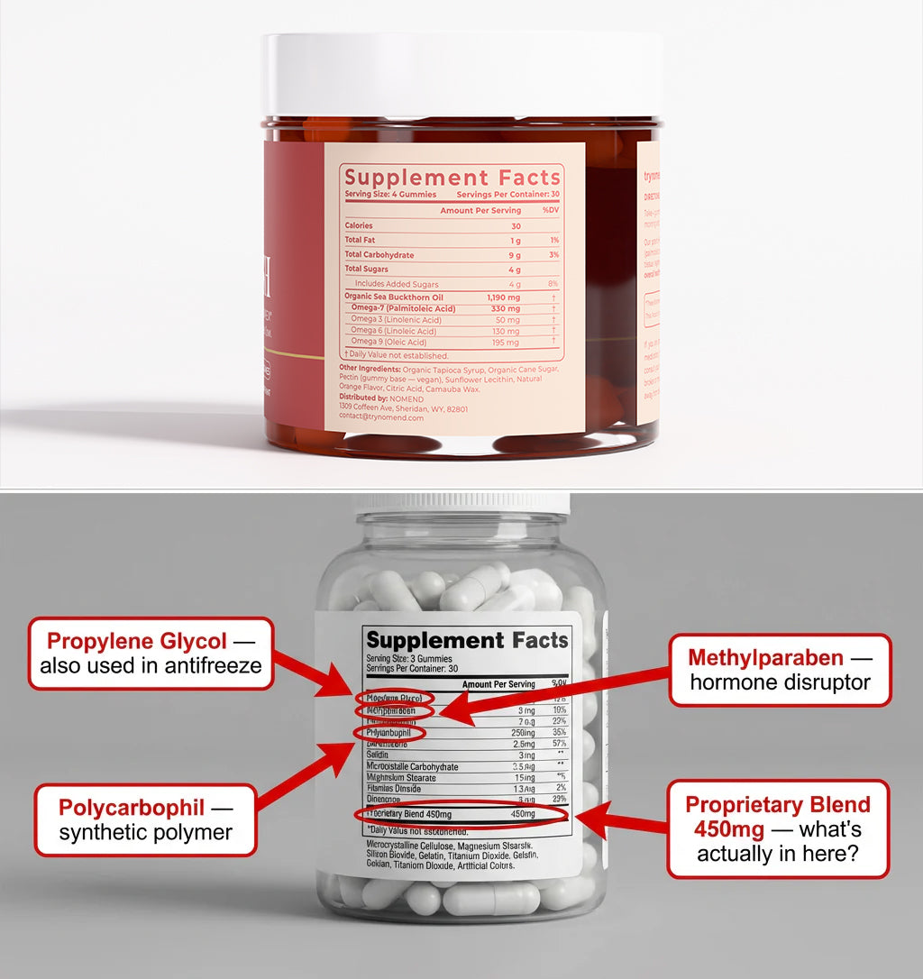 nomend NOURISH Himalayan Superfood Complex Dietary Supplement in a compact jar with 90 gummies