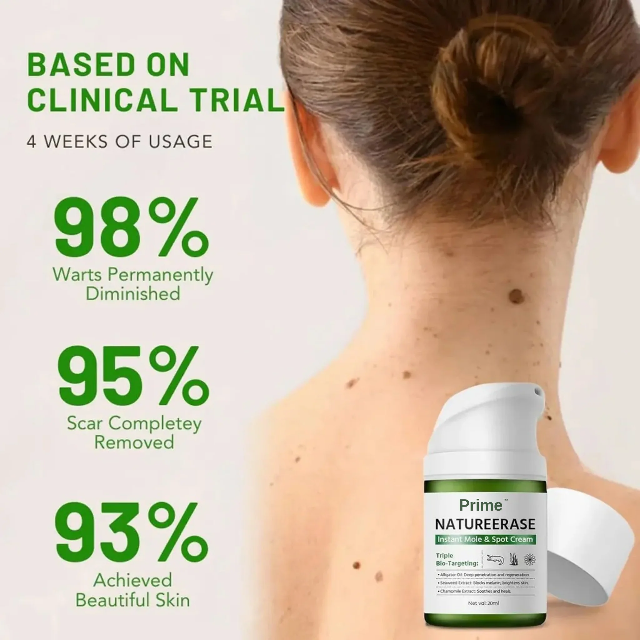 Prime® NatureErase Instant Mole & Spot Cream with seaweed extract and chamomile