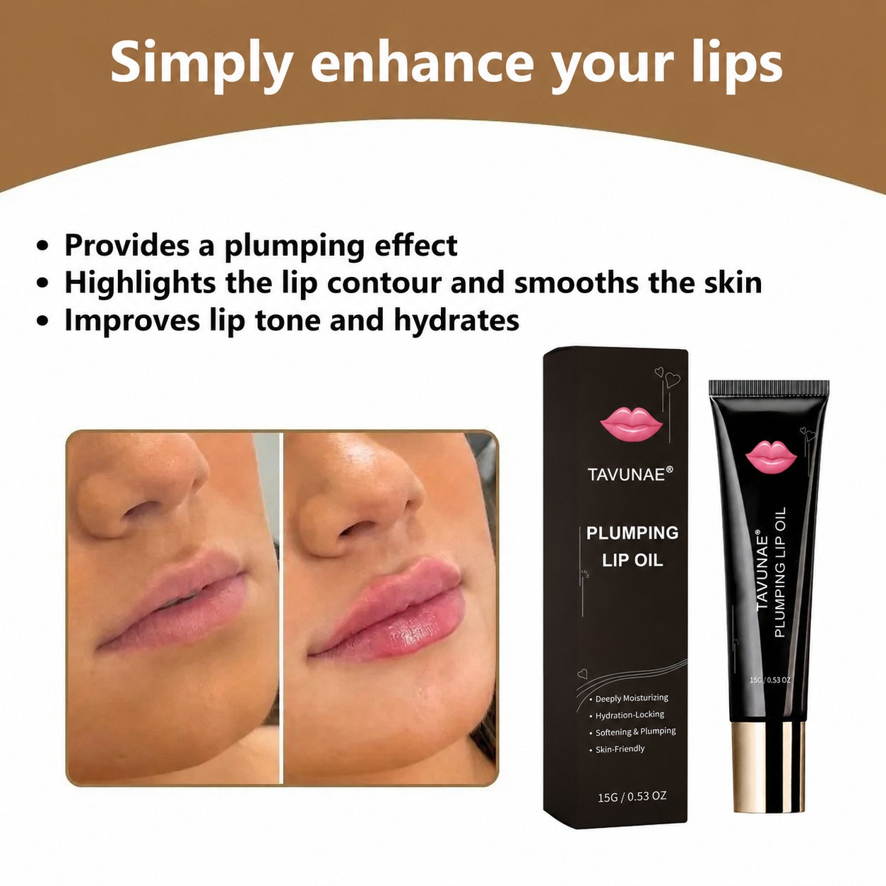 Tavunae® Plumping Lip Oil with hydration-locking formula