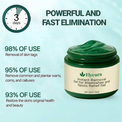 Elycura Instant Removal Gel for Blemishes and Spots Relief Gel with aloe vera and tea tree oil