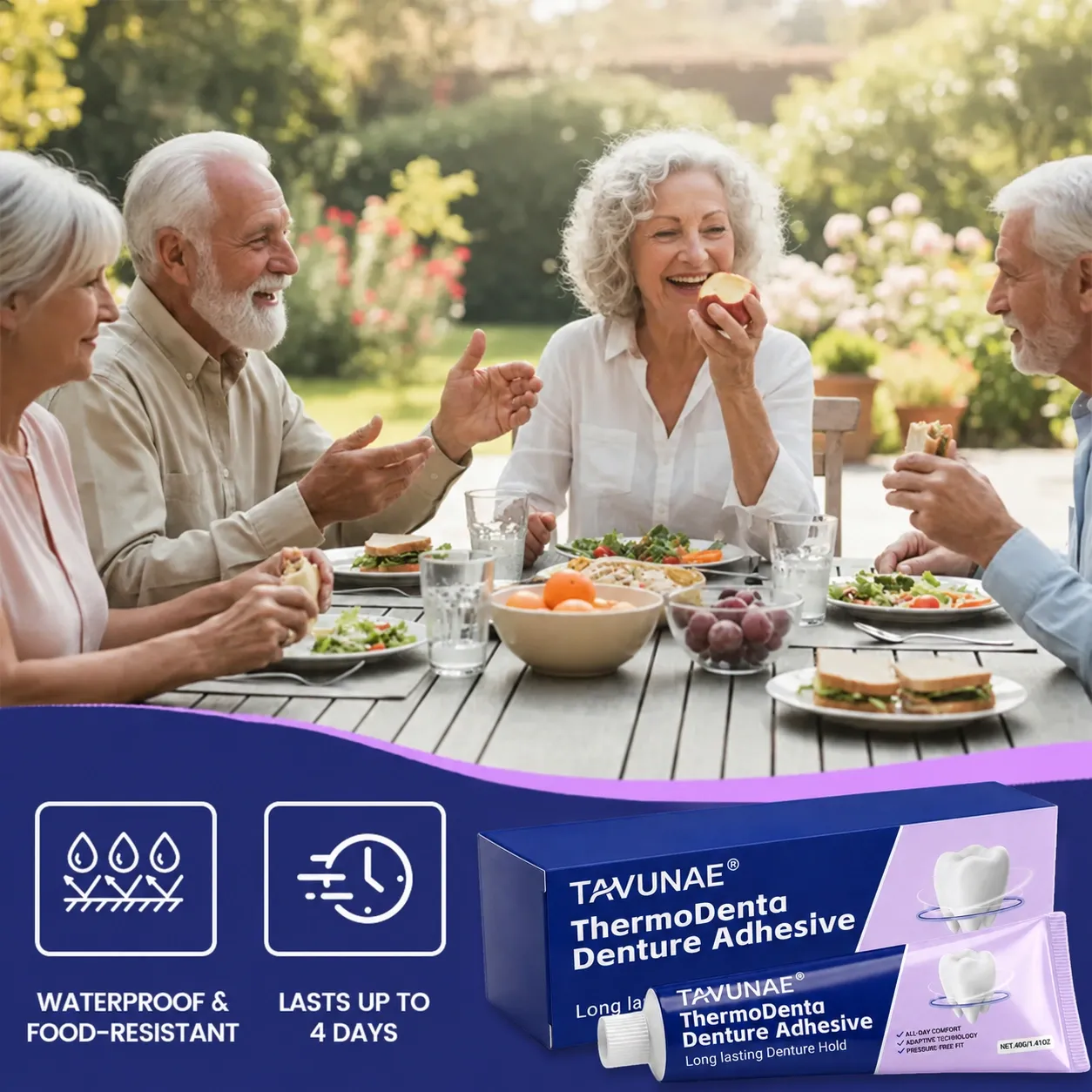 Tavunae® ThermoDenta Denture Adhesive with suction seal technology