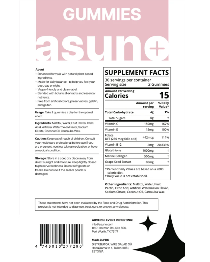 asuno+ Skin Brightening Gummies for daily wellness