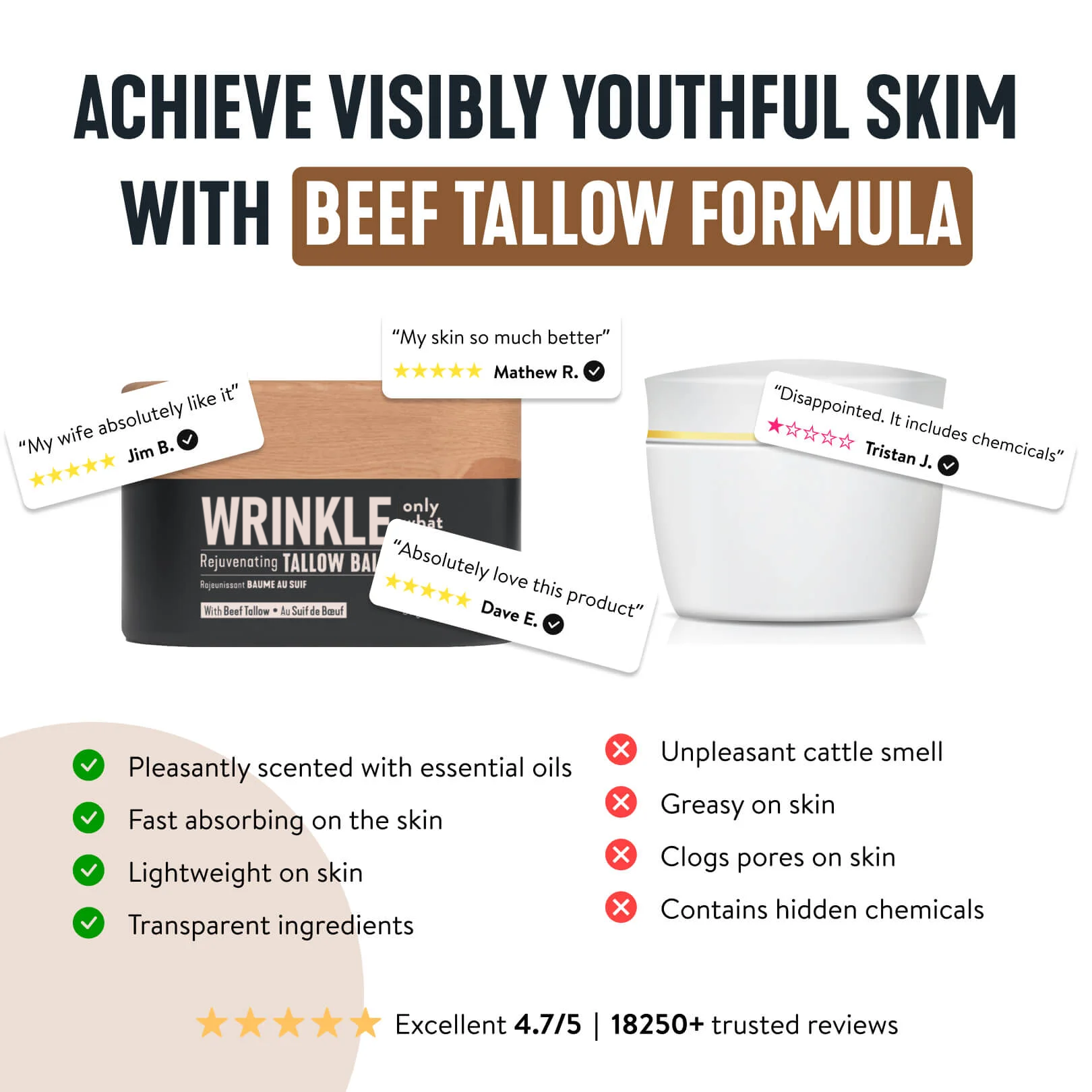 Tryskintle beef tallow facial balm