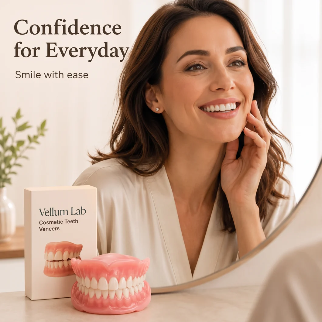 Vellum Lab® Premium Full Cover Dentures with one-piece design