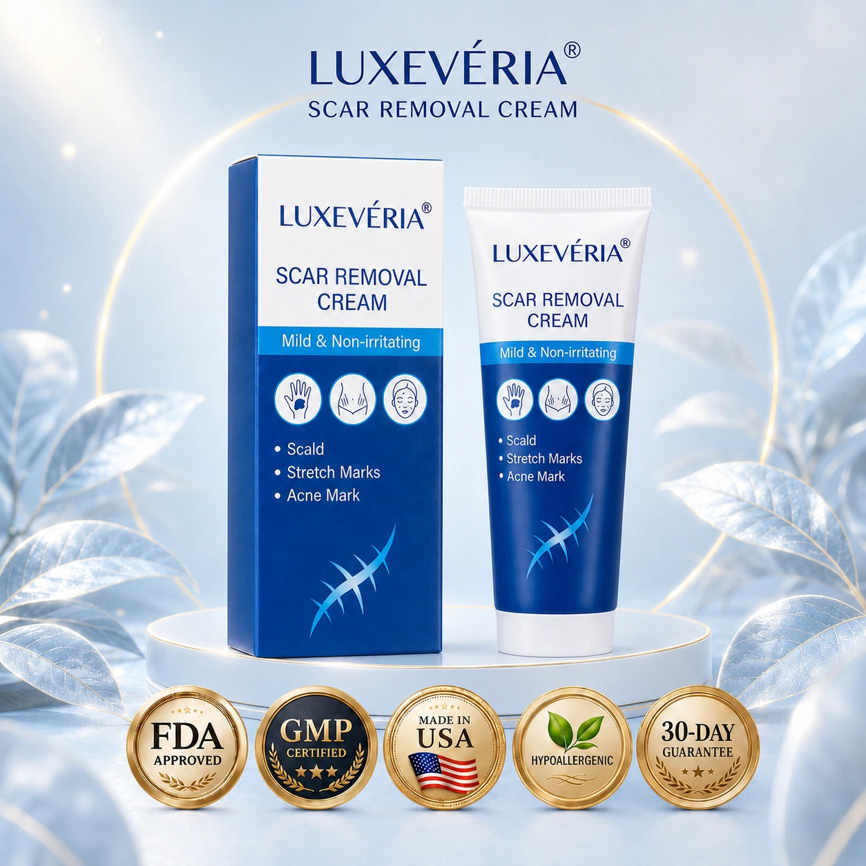 Luxevéria® Scar Removal Cream for scarred and textured skin