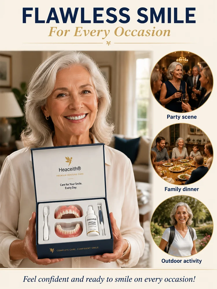 Heaceith® Premium Denture Care Set for daily denture cleaning and storage