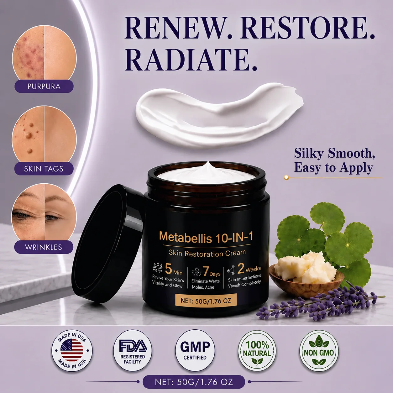 Metabellis 10-IN-1 Skin Restoration Cream for daily face and body care