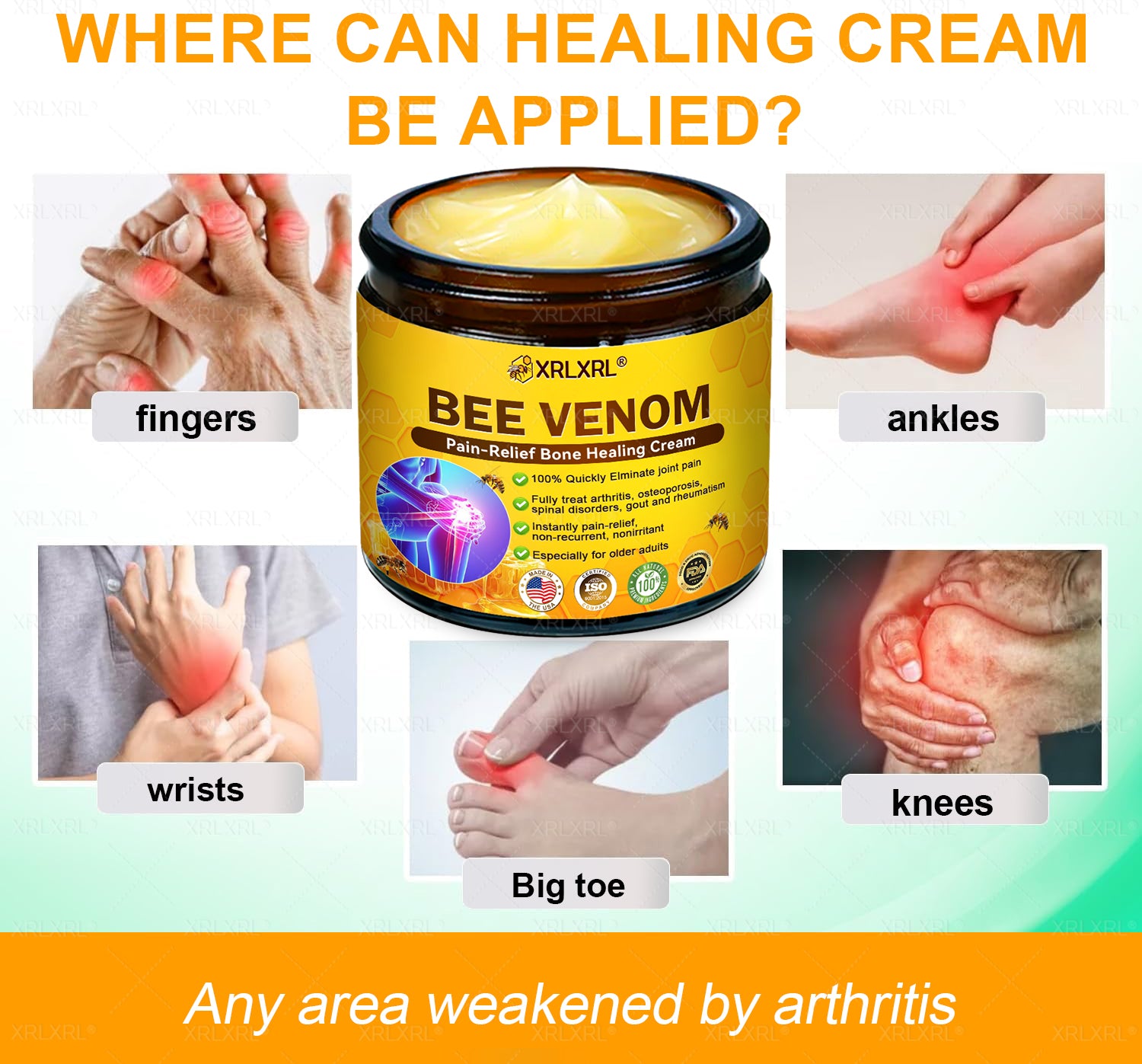 XRLXRL Bee Venom Pain-Relief Bone Healing Cream with bee venom filtrate