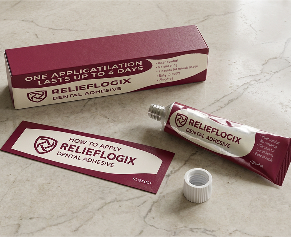 Relieflogix Dental Adhesive for daily denture care