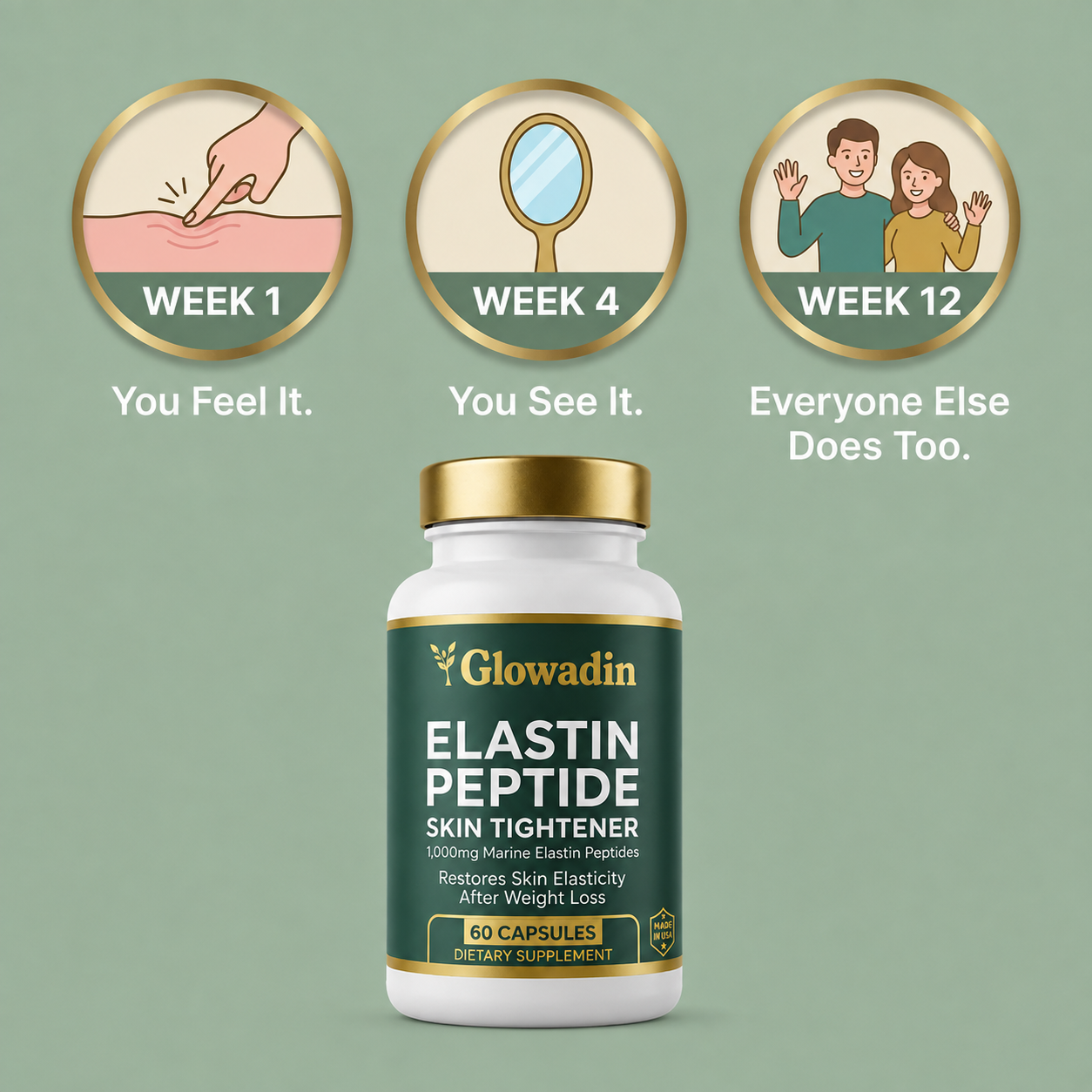 Glowadin two-capsule daily elastin supplement