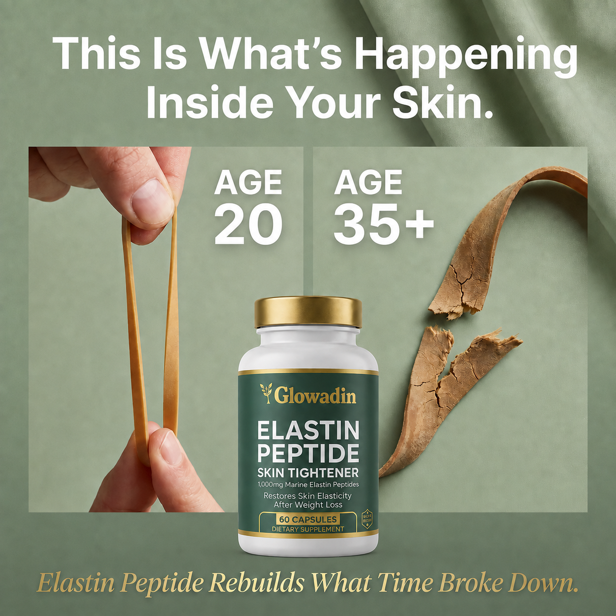 Glowadin 1,000 mg marine elastin peptide capsules