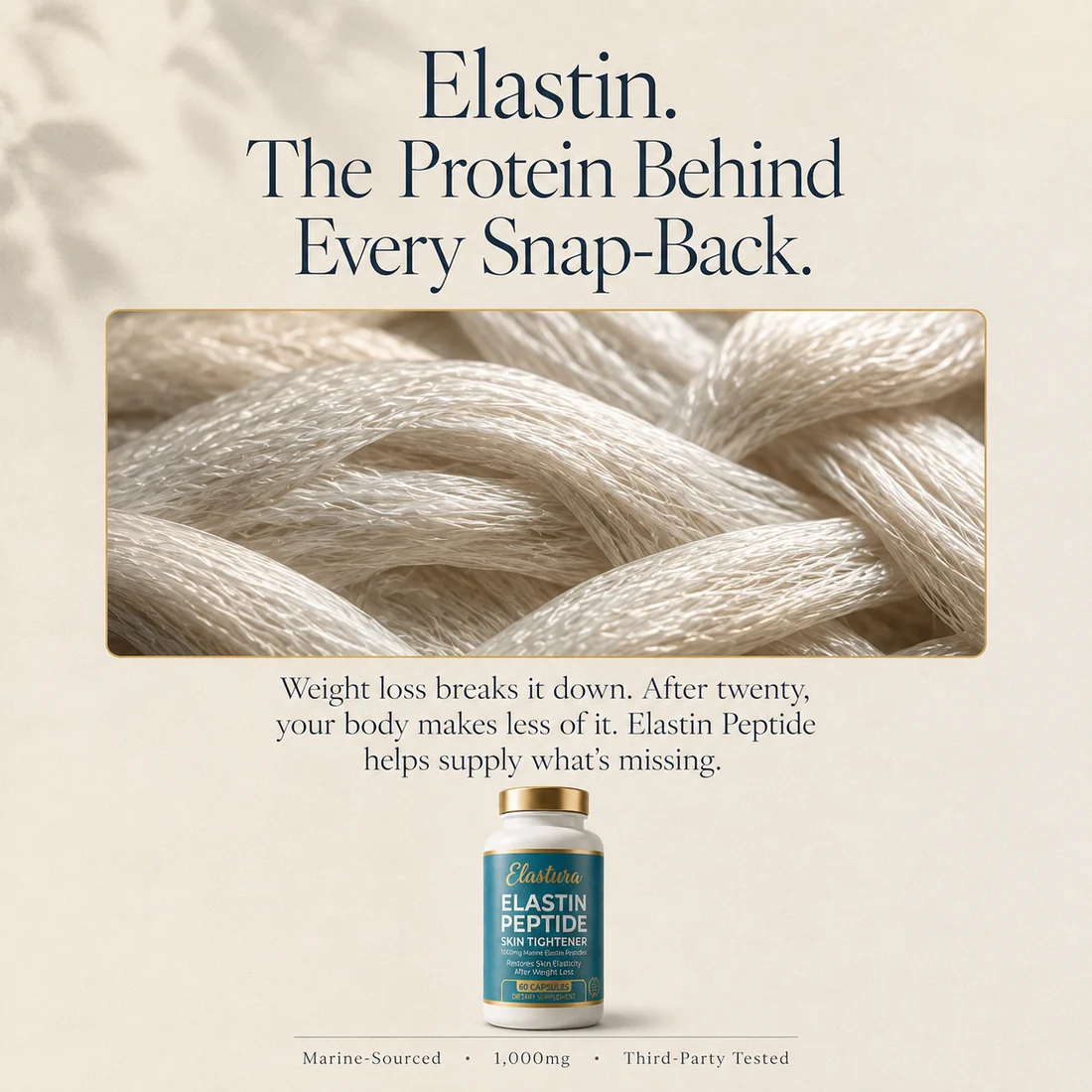 Elastura two-capsule daily marine elastin supplement