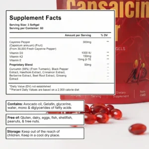 Aurivita Capsaicin Power Cayenne Pepper Softgels with 3mg capsaicin