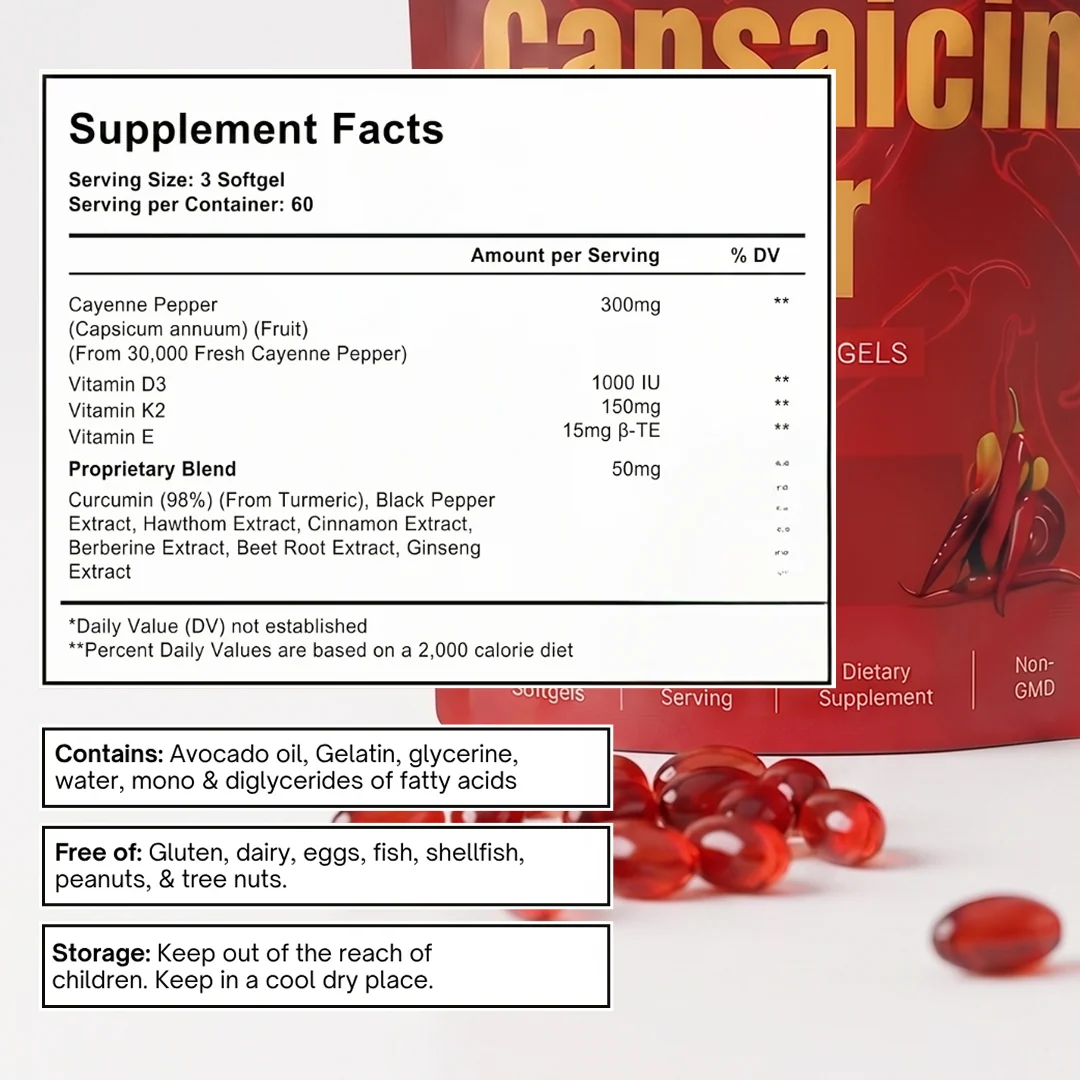Aurivita Capsaicin Power Cayenne Pepper Softgels with 3mg capsaicin