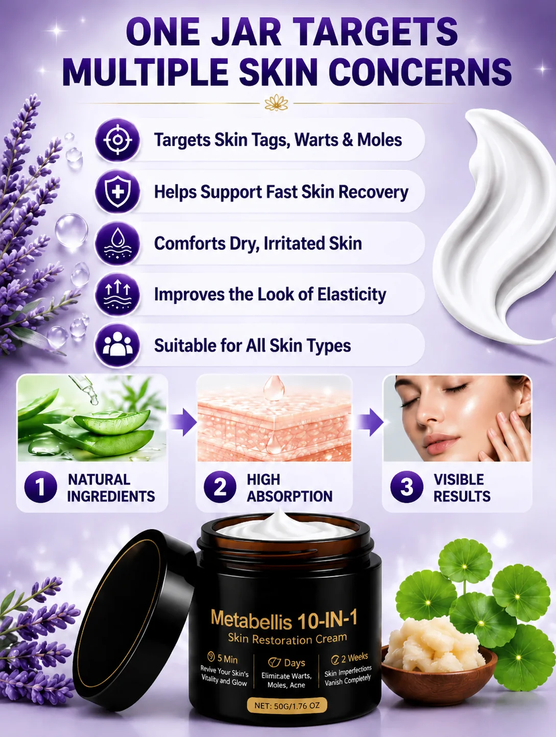 Metabellis 10-IN-1 Skin Restoration Cream with centella asiatica and shea butter