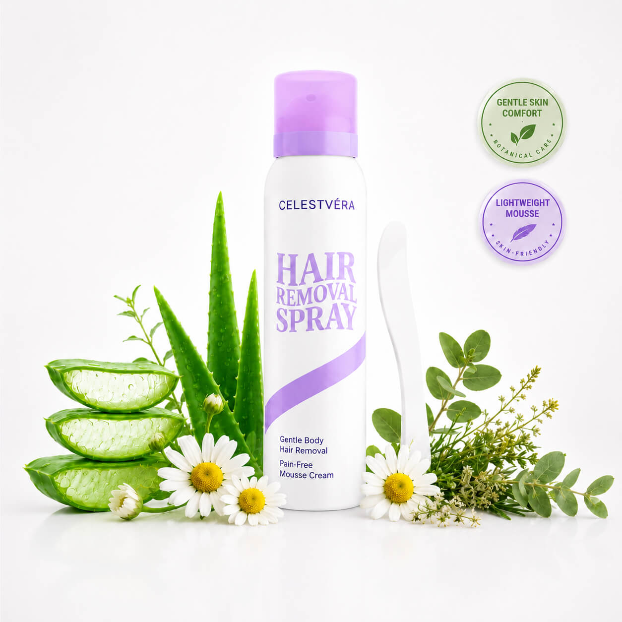 Celestvéra Hair Removal Spray with aloe vera and chamomile
