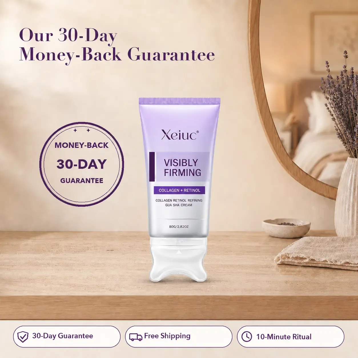 Xeiuc® purple sculpting cream with built-in gua sha head