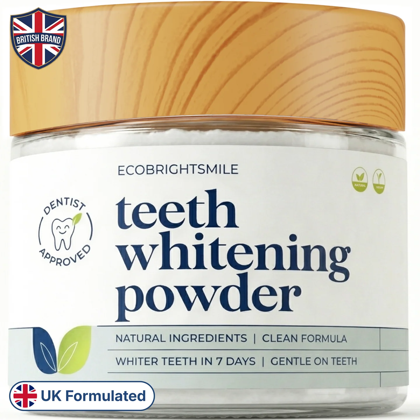EcoBrightSmile® Triple Action Teeth Whitening Powder for daily whitening oral care