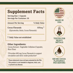 FLORENIX Cocoa Flavanols 600 for daily cocoa flavanol supplementation