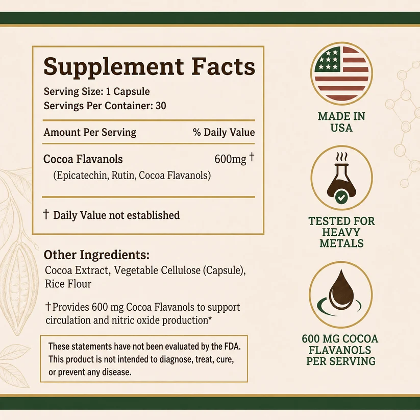 FLORENIX Cocoa Flavanols 600 for daily cocoa flavanol supplementation