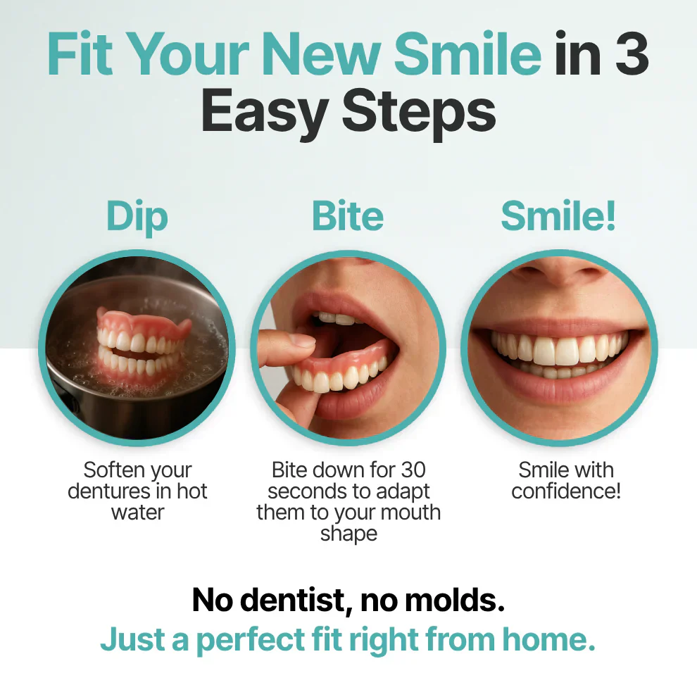 KLENIMORE AdaptableFit Functional Dentures with soft adaptive gel layer