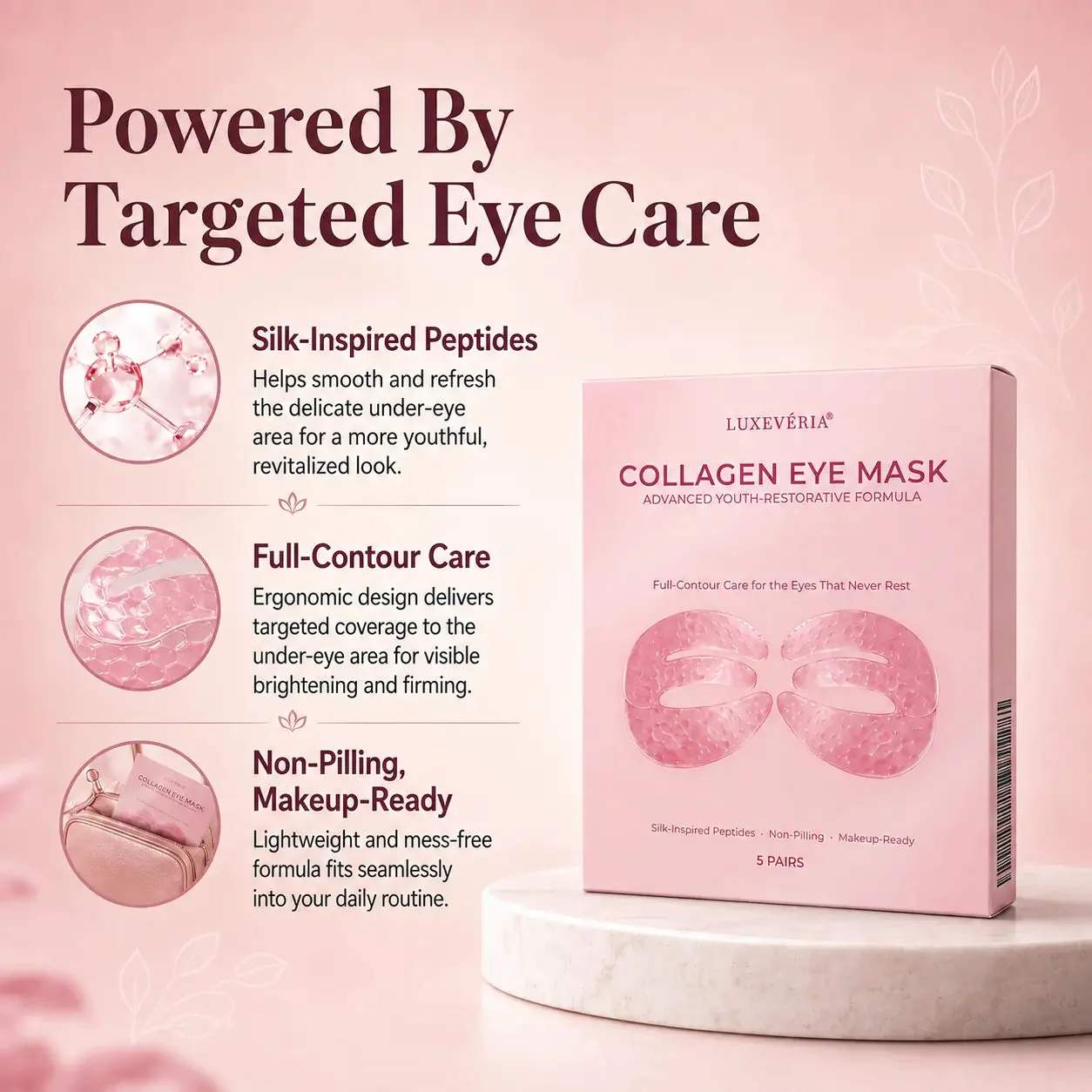 Luxevéria® Collagen Eye Mask with silk fibroin and sericin